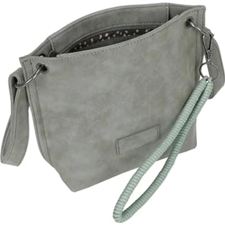 Fritzi aus Preußen Fritzi03N Vintage Umhängetasche, graue Crossbody Bag aus weichem Material mit verstellbarem Schulterriemen und Zipperfach – Bild 6