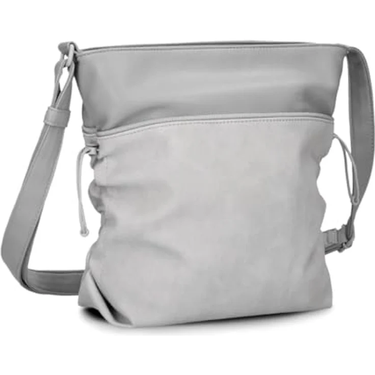 ZWEI Bodybag Jana J100, Damen Umhängetasche aus Lederimitat mit smarter Innenorganisation, grau, 27 x 29 x 8 cm – Bild 2