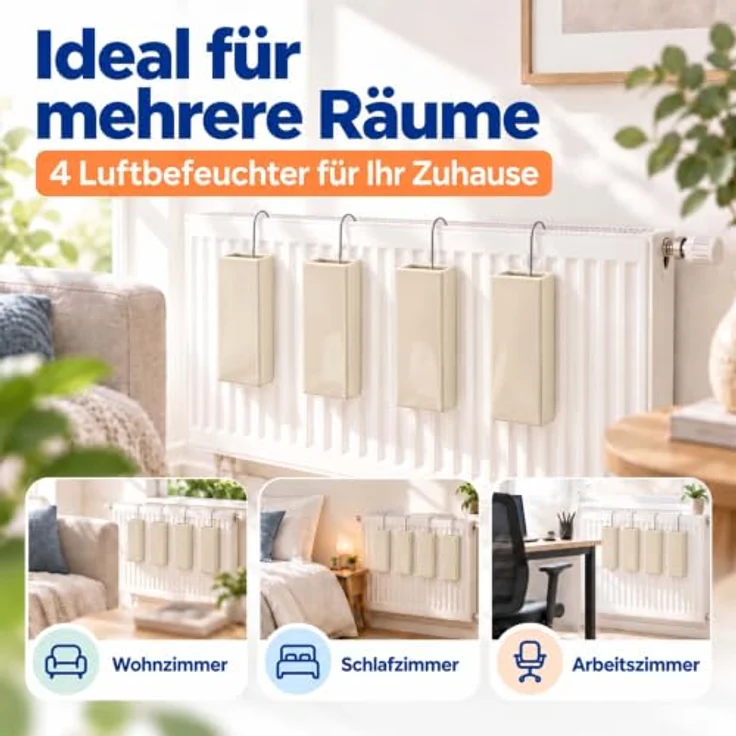 Relaxdays Luftbefeuchter Heizung 4er Set, Keramik Wasserverdunster für Heizkörper in Creme, inkl. Haken zum Aufhängen, geräuscharm und umweltfreundlich – Bild 6