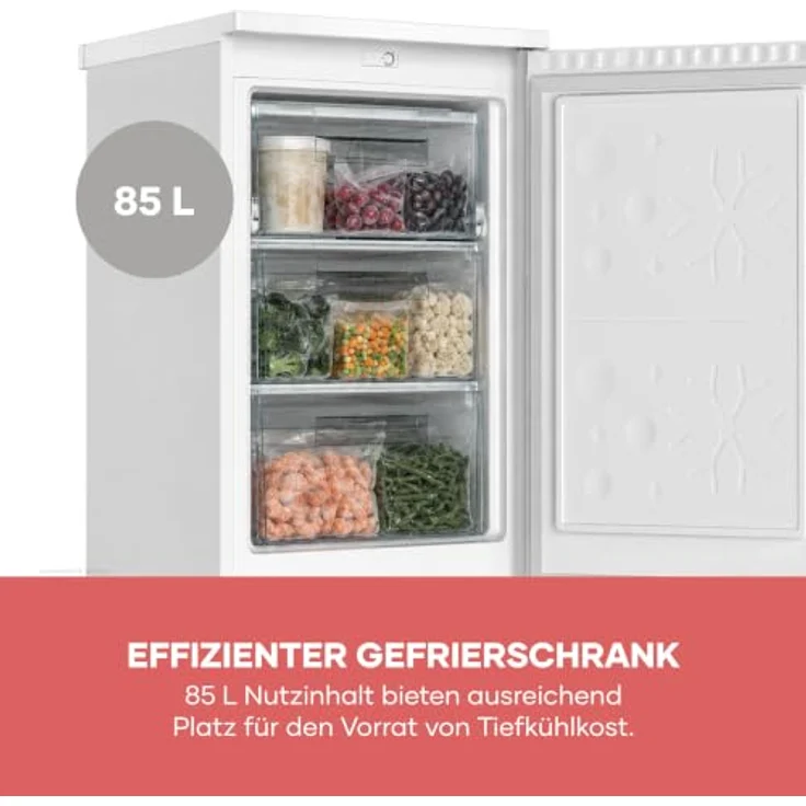 Severin Tisch-Gefrierschrank 85L, wechselbarer Türanschlag, -24°C bis -18°C, Energieeffizienzklasse B, weiß – Bild 5