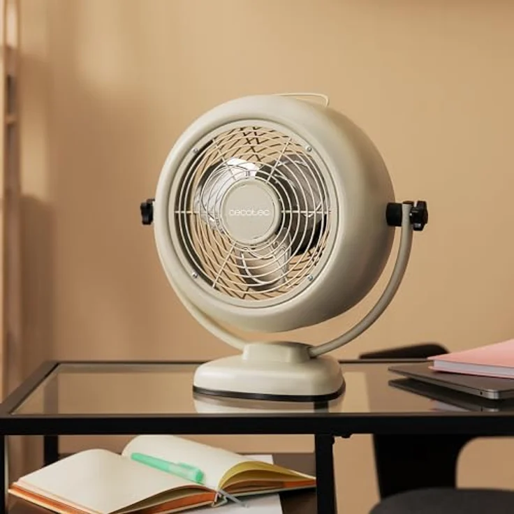Cecotec EnergySilence 800 RetroDesk, Tischventilator mit 20 W Leistung, 20 cm Durchmesser, 3 aerodynamischen Flügeln, 2 Geschwindigkeiten, einstellbarer Neigung, stabile Basis, Grün – Bild 4