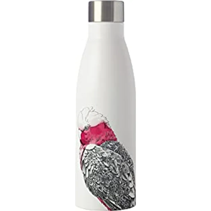 Maxwell & Williams Marini Ferlazzo Isolierte Edelstahl Trinkflasche mit Afrikanischem Giraffen Design, Doppelwandiger Edelstahl, Weiß, 500 ml, Auslaufsichere Isolierflasche