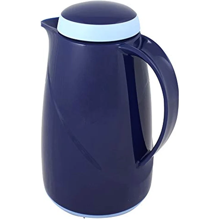 Helios Wave Kunststoff-Isolierkanne, dunkelblau, 0,6 Liter - Spülmaschinenfest, Hochglanz-Hartplastik, Drehverschluss, Q100 Qualitätsglas-Einsatz, 5-jähriges Warmhalteversprechen – Bild 3