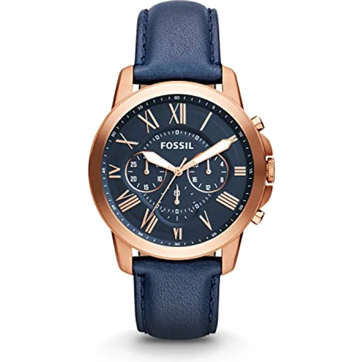 Fossil Herrenuhr Grant, QuarzChronographenwerk, 44mm RoségoldEdelstahlgehäuse mit Echtlederarmband, FS4835 – Bild 1
