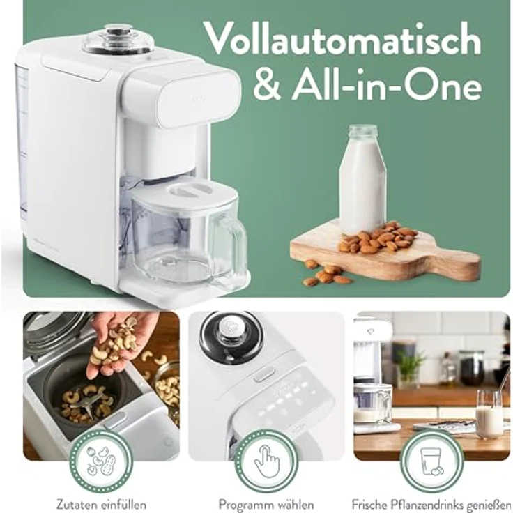 Springlane Standmixer Mandelmilchbereiter, Sojamilchbereiter, 1000 W, 0,6 Liter, inkl. Rezeptheft, weiß – Bild 3