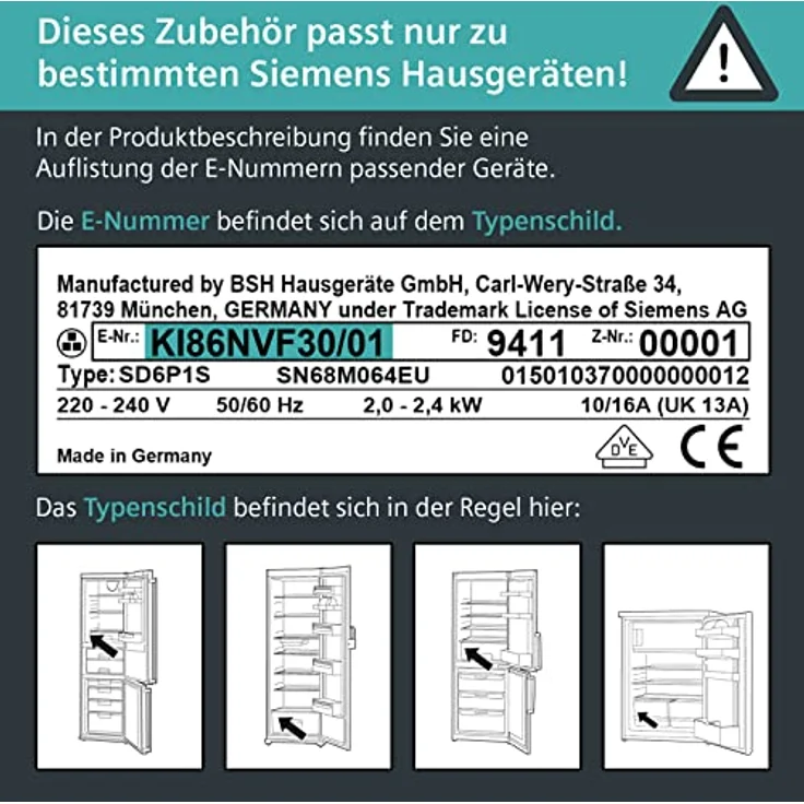 Siemens KS10Z030, Kühlgeräte-Flaschenablage, Maße 69 x 458 x 291 mm, passend für KG3xE, KG3xV, KS36F and KSxxV – Bild 6