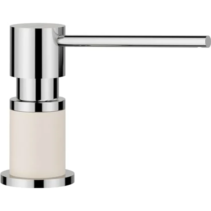 BLANCO LATO Spülmittelspender softweiß/Chrom | Passend zu Allen BLANCO-Küchenarmaturen | Bequem von Oben zu befüllen | Spüli | Seifenspender | 35 mm Lochbohrung erforderlich | Flascheninhalt 300 ml