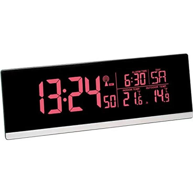 TFA Dostmann Multi-Color Digitaler Funk-Wecker mit Farbwechsel (70 Nuancen), 60.2548, Ladefunktion für Smartphones (USB), Außentemperatur, Kunststoff, schwarz – Bild 2