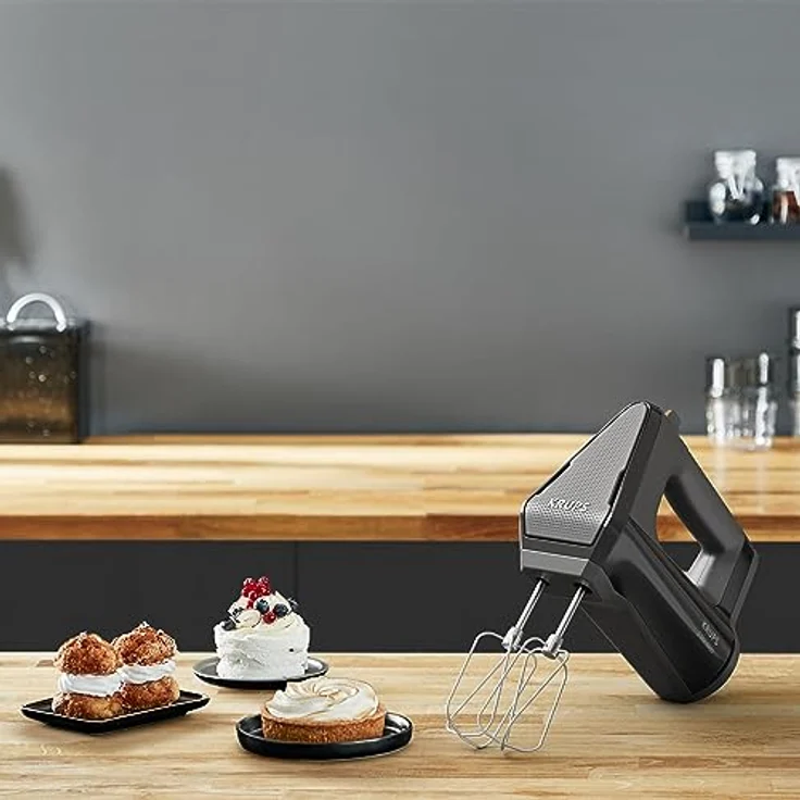 Krups GN6028 3MIX 6000 Handmixer | 600 W | präzise Kontrolle | Soft-Touch-Griff | langes Kabel | praktischer Geschwindigkeitsregler | inkl. Quirle und Knethaken | Schwarz – Bild 3
