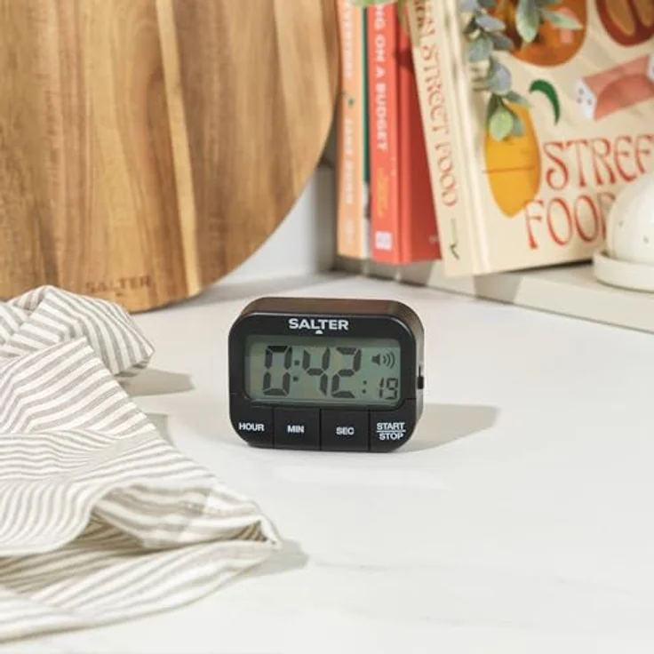 SALTER extralauter Küchentimer aus Kunststoff, Küchenuhr, Vorwärtszählen und Countdown Funktion, großes LCD Display, 3 einstellbare Töne-Lautstärken, Timer – Bild 8