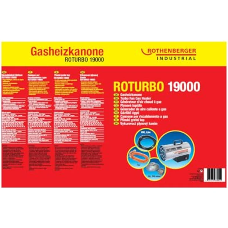 Rothenberger RoTurbo 19000 Heizkanone, Piezo-Zündung, inkl. Propangasschlauch und Regler, 18,5 kW, Silber – Bild 4