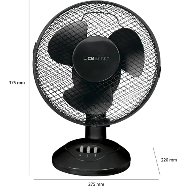 Clatronic VL 3601 Tischventilator, 23 cm Durchmesser, oszillierend, Neigungswinkel verstellbar, 2 Geschwindigkeitsstufen – Bild 6