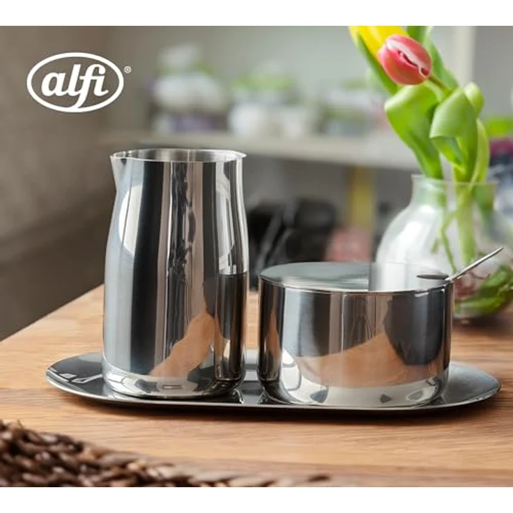 alfi MILK AND SUGAR SET, glänzendes Edelstahl-Milch- und Zuckerset, spülmaschinenfest, langlebig – Bild 2