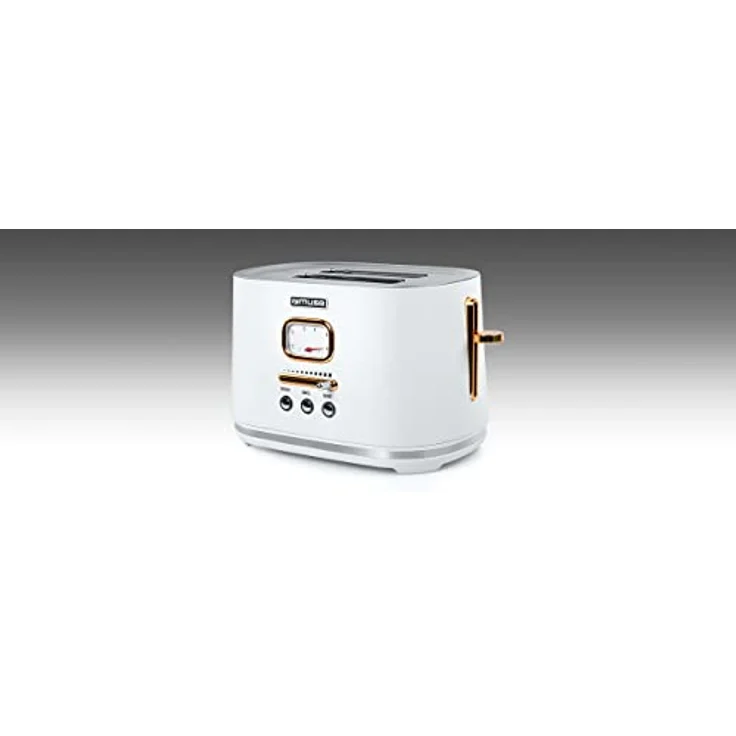 Muse Edelstahl-toaster im weißen retro Design, analoge Anzeige, beleuchtete Tasten, 6 Bräungsstufen, 2 Scheiben, MS-130 W, Vintage Look, mit Krümelschublade – Bild 4