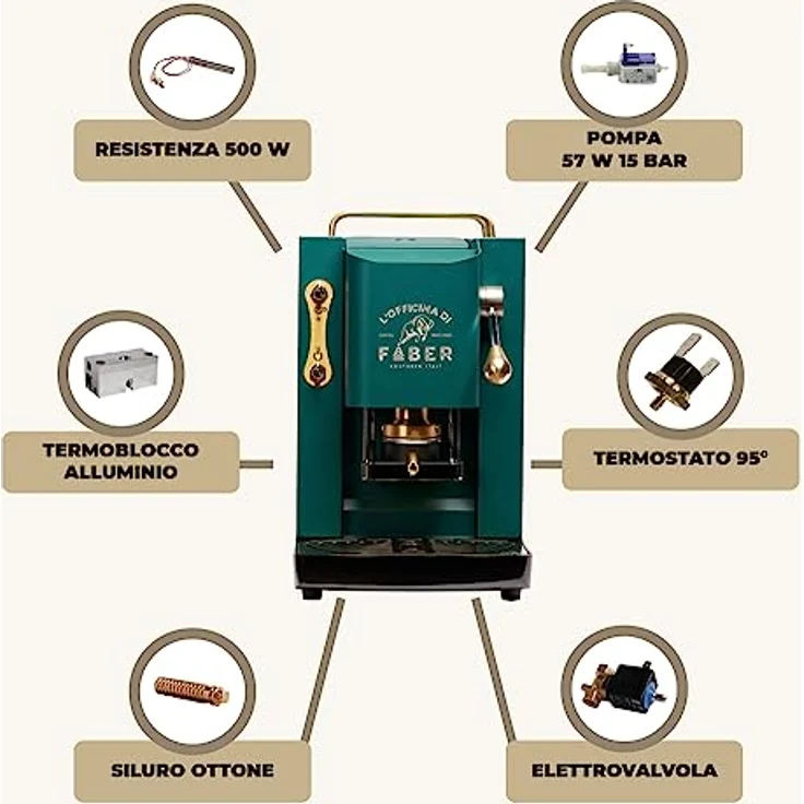 Faber Coffee Machines Pro Deluxe ESE Pad 44 mm, Espressomaschine mit einfacher Reinigung, Tassenwärmer, schnellem Aufheizen – Bild 7