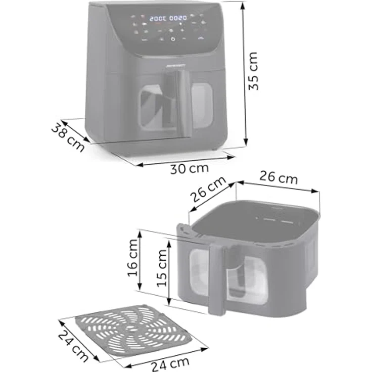 Berdsen Heißluftfritteuse XXL 8L mit Sichtfenster und Touchscreen, 1700W, 12 Programme für fettfreies Frittieren – Bild 3