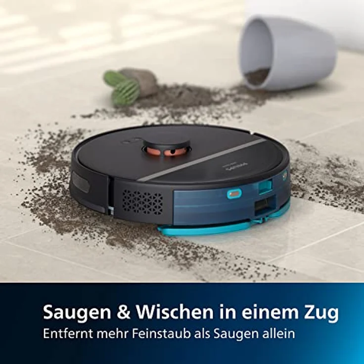 Philips Homerun Serie 3000 Saug-Wischroboter, ultrastarke Saugleistung (4.000 Pa), Lasernavigation, 200 Minuten Laufzeit, Absaugstation, schwarz, Saugroboter, App, XU3100/01 – Bild 3