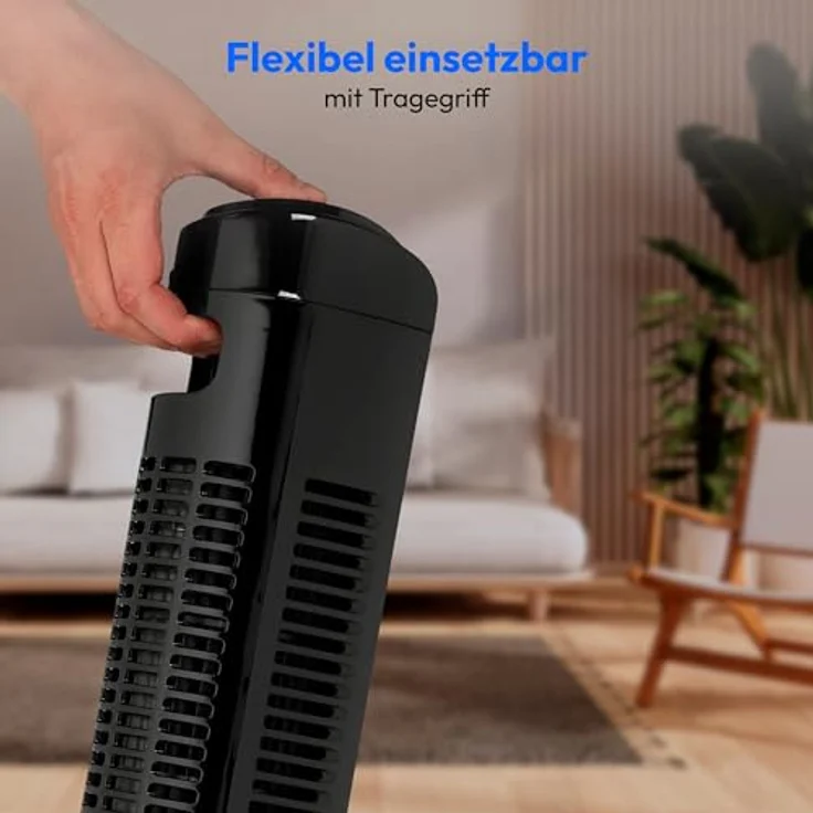 Medion® Turmventilator E11 TF, 45W Leistung, 3 Geschwindigkeitsstufen, schwarz – Bild 6