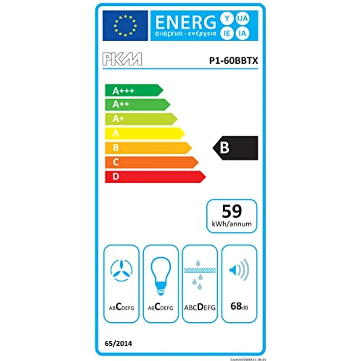 PKM Dunstabzugshaube Wandhaube Design Wandesse P1-60BBTX schwarz 60 cm LED – Bild 3
