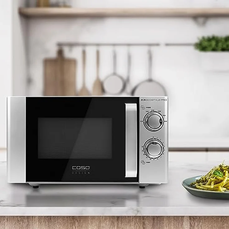 Caso M 20 Ecostyle Pro Mikrowelle, Standgerät, 20 Liter Garraum, 800 Watt, Drehteller 3311, Silber, Schwarz – Bild 6