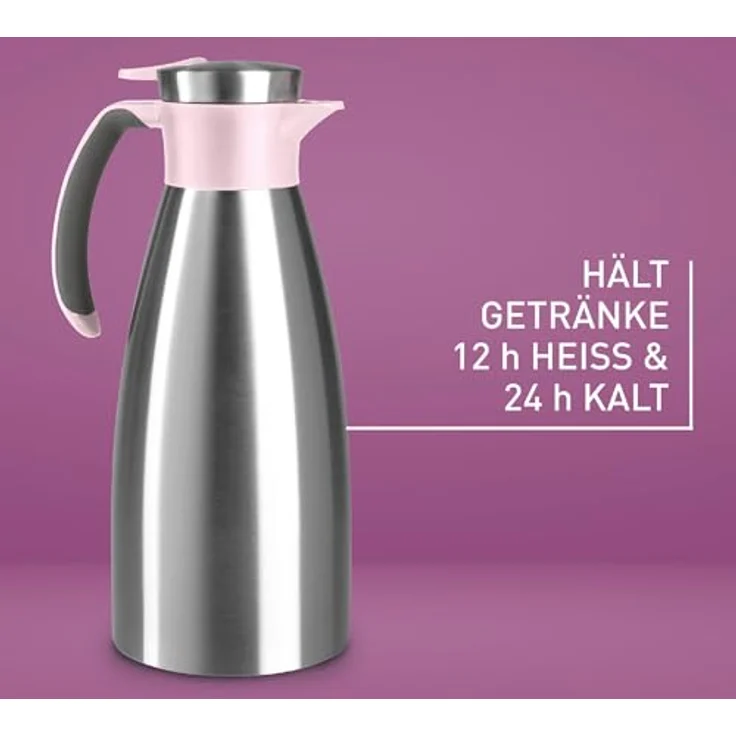 Emsa Soft Grip Isolierkanne, 1,5 l, Edelstahl, Quick Tip Verschluss, 12h heiß, 24h kalt, trendige Farben – Bild 7