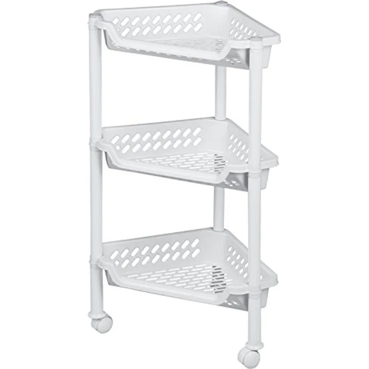 Plast Team Dreikant-Trolley mit 3 Körben, Weiß, Einheitsgröße
