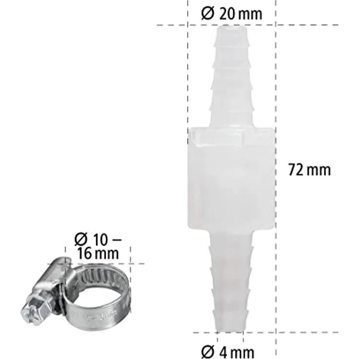 Xavax Rückschlagventil mit 2 Schlauchschellen (für Ablaufschläuche von 8 bis 10 mm Durchmesser, verhindert Rückfluß von Abwasser, u.a. für Waschmaschine, Wäschetrockner, Kondenstrockner geeignet) – Bild 2