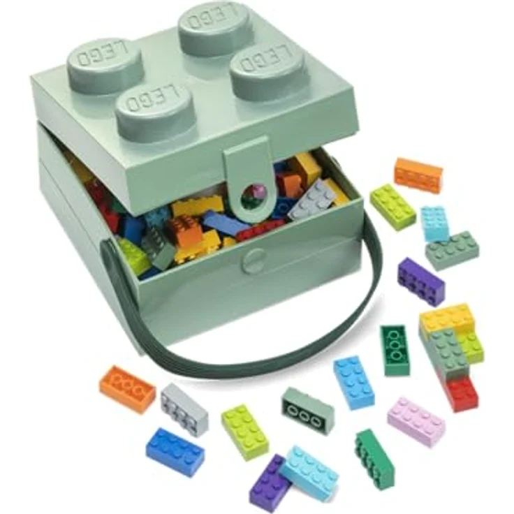 Room Copenhagen 40240005 Lego Brotdose mit Tragegriff Tragbare Aufbewahrungsbox, Sand Grün – Bild 4