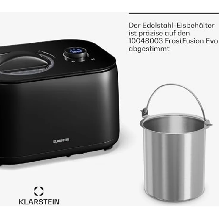 Klarstein FrostFusion Eisbehälter, 1L Edelstahl, spülmaschinenfest, robust, passend für FrostFusion Eismaschine – Bild 3