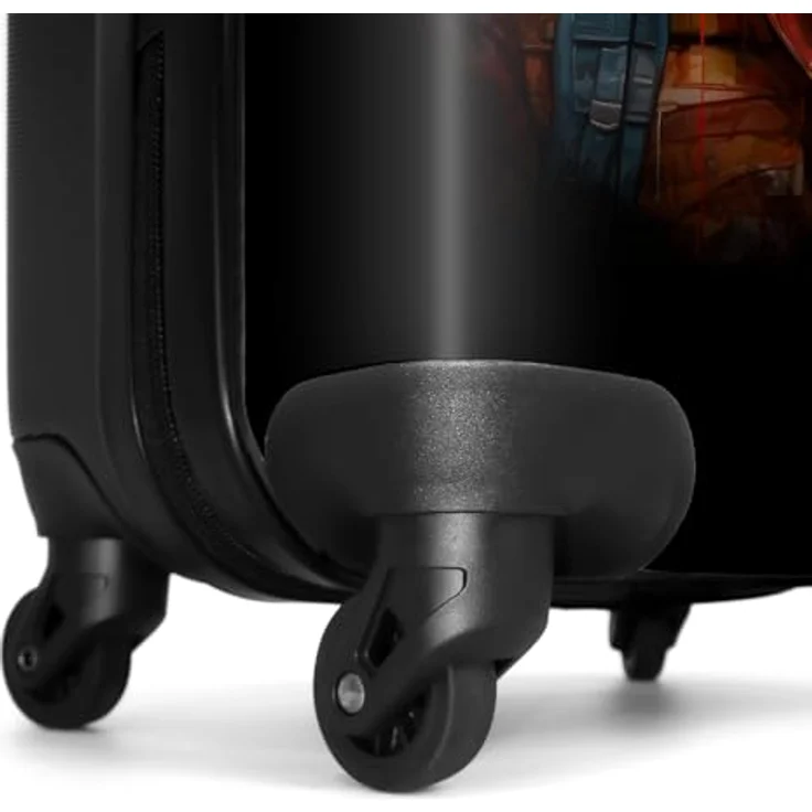 NoBoringSuitcases.com© Hartschalen-Trolley Schimpanse mit Kopfhörern und Graffiti-Spray 55x35x20cm, 4 Rollen, Handgepäck Flugzeug, bunter Druck – Bild 6