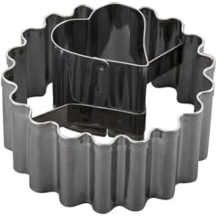 Zenker Ausstecher Linzer mit Herz, Edelstahl 2in1 Ausstecher für Weihnachtsplätzchen und Terassenplätzchen, perfekt für Linzer-Plätzchen, einfach zu reinigen, designed in Germany – Bild 1