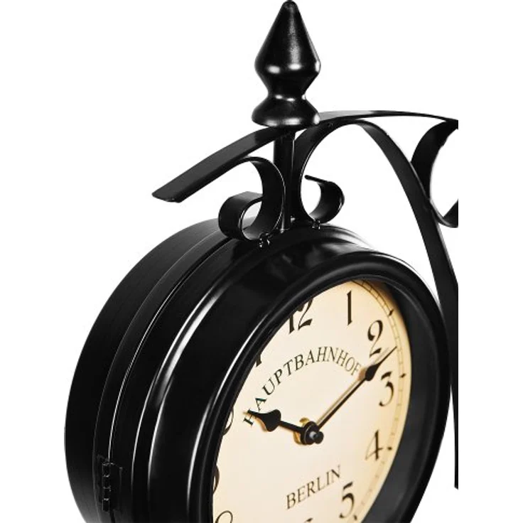 Monzana Wanduhr Vintage Quarzuhrwerke Mit Beidseitigem Ziffernblatt Doppelseitige Bahnhofsuhr Schmiedeeisern Retro Schwarz - Preisvergleich – Bild 5