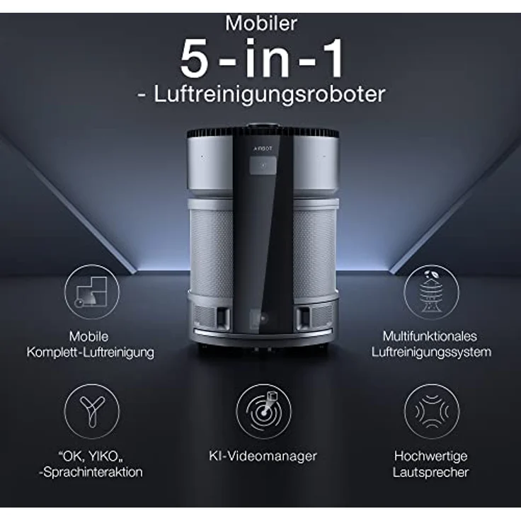 ECOVACS AIRBOT Z1 WiFi-Luftreiniger-Roboter mit H13-HEPA-Filter, ideal gegen Pollen, Milben, Viren und Bakterien, integrierte Kamera und Bluetooth-Lautsprecher, 3D-Mapping, YIKO-Sprachassistent,Alexa – Bild 2