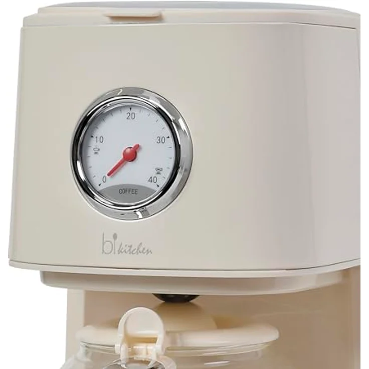 SILVA Schneider Kaffeemaschine Retro Style Nostalgia 150, Cremeweiß, 900 Watt, 1,5 Liter, 4-12 Tassen, Ziffernblatt für Warmhaltezeit, Abnehmbarer Filterbehälter, Warmhaltefunktion, Automatische Abschaltung – Bild 3