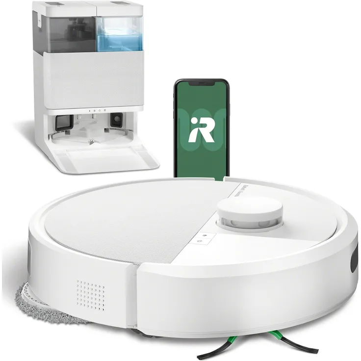 iRobot Roomba Plus 405 Combo, Staubsauger Roboter mit AutoWash Dock, 7000 Pa Saugleistung, ClearView LiDAR Navigation, Weiss
