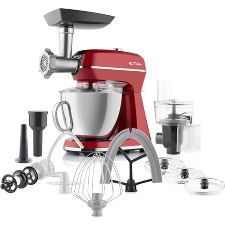 ETA Küchenmaschine Gratus Storio II Vollmetall 12 Geschwindigkeiten 5 l Edelstahl Schüssel 1200 W Rot