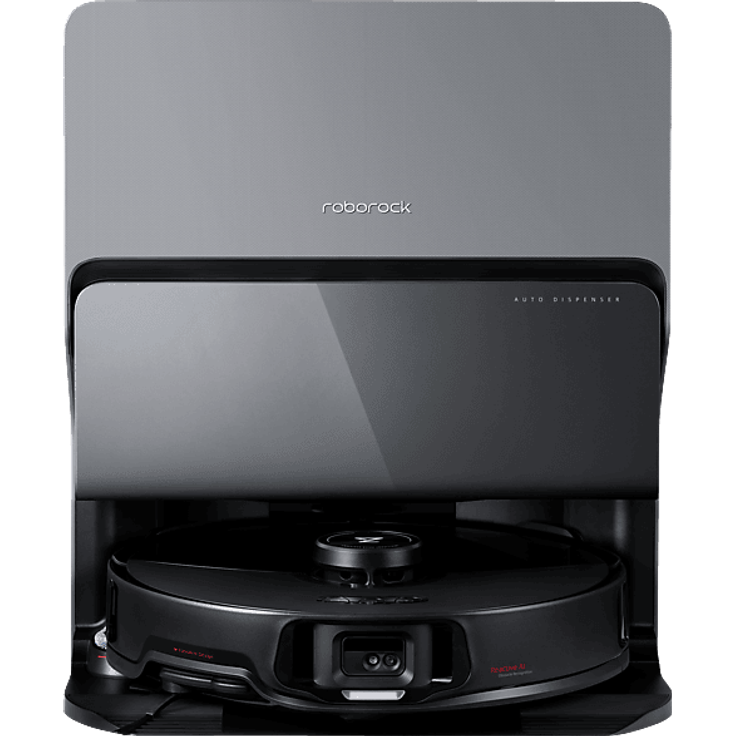 Roborock S8 MaxV Ultra Saug- und Wischroboter, Schwarz, 180 Min Laufzeit, 0,35 L Behälter, E11 Abluftfilter, 67 dB