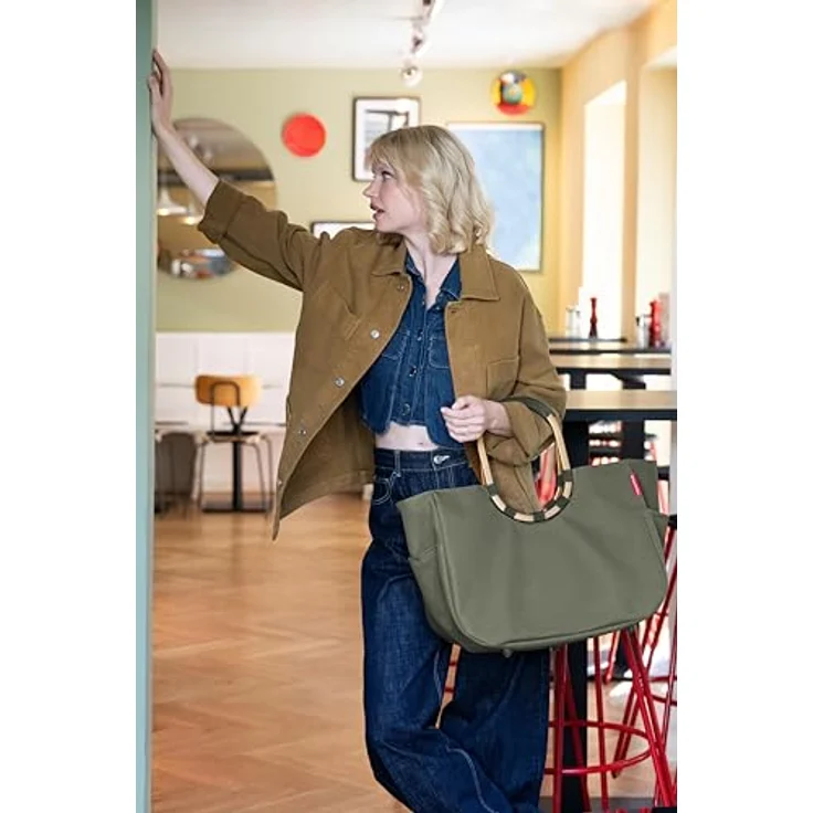 reisenthel Loopshopper L, Einkaufstasche mit großem Hauptfach und gepolsterten Tragegriffen aus Aluminium, 46 cm, Grün, nachhaltig aus recyceltem Material – Bild 7