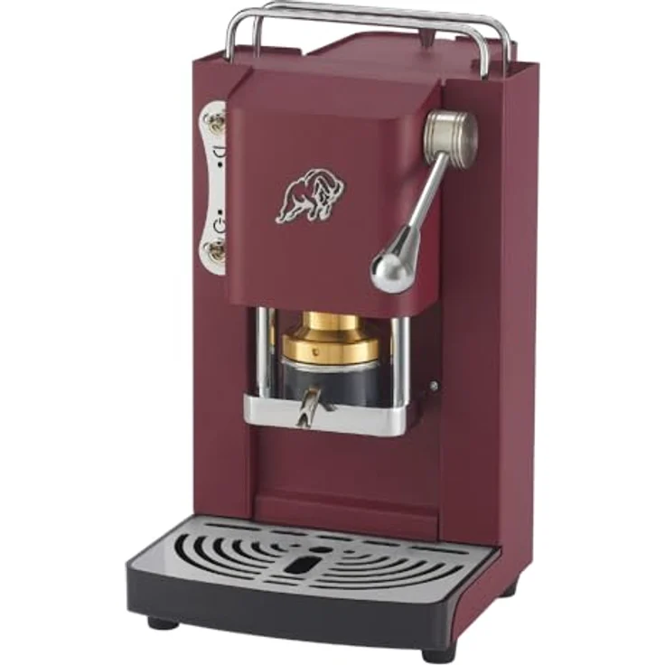 Faber Pro Essential Chrom, ESE Pad Espressomaschine in Cherry Red mit Wassertank aus Glas und erhöhtem Auslauf – Bild 1