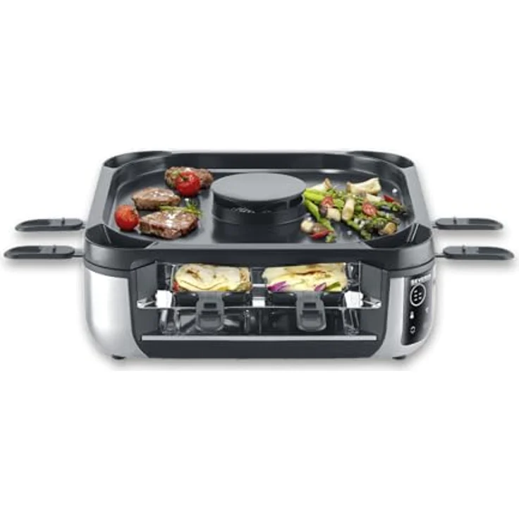 Severin Raclette RG 2379, 1900 W, Schwarz / Silber, mit austauschbarem Aktivkohlefilter und Digital-Display – Bild 2
