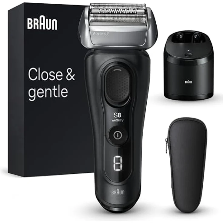 Braun Series 8 Rasierer Herren mit 4+1 Scherkopf, Elektrorasierer, Präzisions-Langhaarschneider, Reinigungsstation, 60 Min Laufzeit, Wet & Dry, Geschenk Mann, Made in Germany 8560cc, schwarz – Bild 1