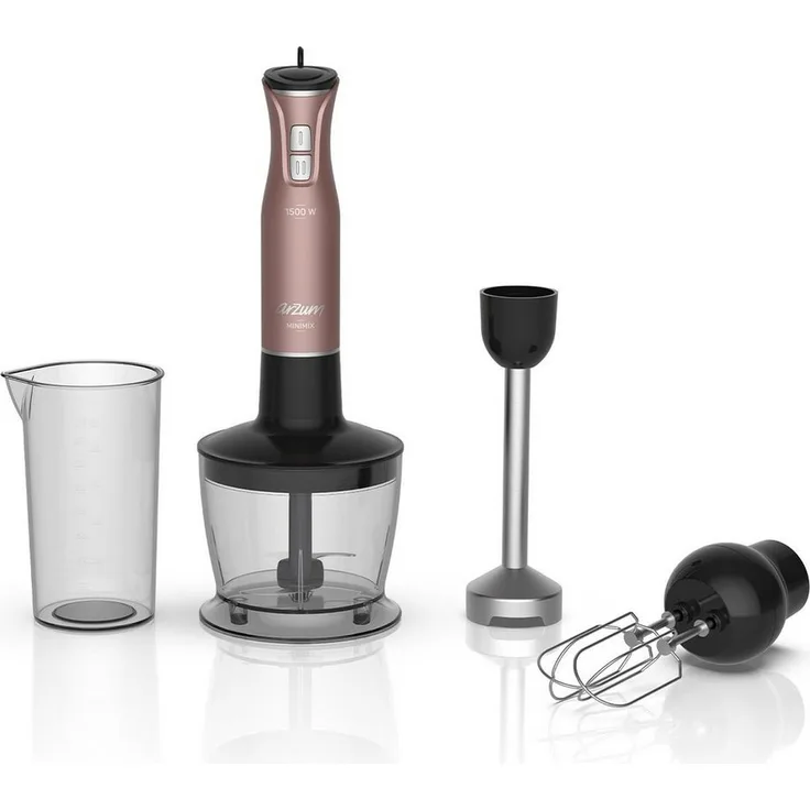 Arzum Stabmixer 1500W Stabmixer-Set Pürierstab Handmixer Zerkleinern, 4 Klingen, 500 ml Schüssel, Schneebesen, 800 ml Messbecher