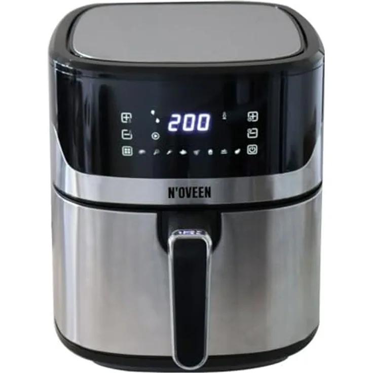 N'OVEEN N'oveen Fritteuse ohne Öl, AF550, Schwarz, 1600 W, 6,5 l - Hochwertige Abmessungen, langlebig, flexible Gestaltung