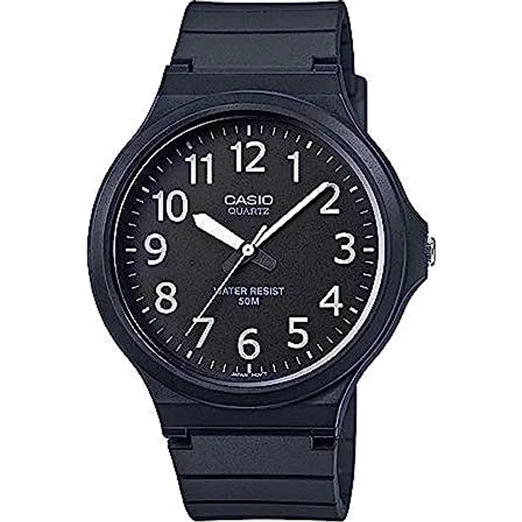 Casio Herren-Armbanduhr MW-240-1B, Quarzuhrwerk, lässiges Armband, Kunstharzgehäuse, analoges Display, Schwarz