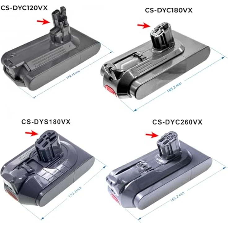 TCTK Akkus Kompatibel mit [Dyson] Detect Slim, SV26, SV30, SV34, SV35, SV46, V12 Detect Slim, V12 Detect Slim Fluffy, V12 Slim, V12 SV20 Ersetzt 386706-85, 394167-1, 965470-01 - 25.2V, 2500mAh, 63Wh - Staubsauger-Zubehör - 695g – Bild 3