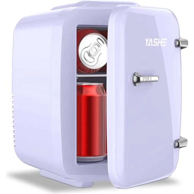 YASHE Mini Kühlschrank 4L, tragbarer Kühlschrank für Kosmetik und Getränke, 220V AC/12V DC, thermoelektrische Kühlung und Erwärmung, leiser Betrieb, lila – Bild 1
