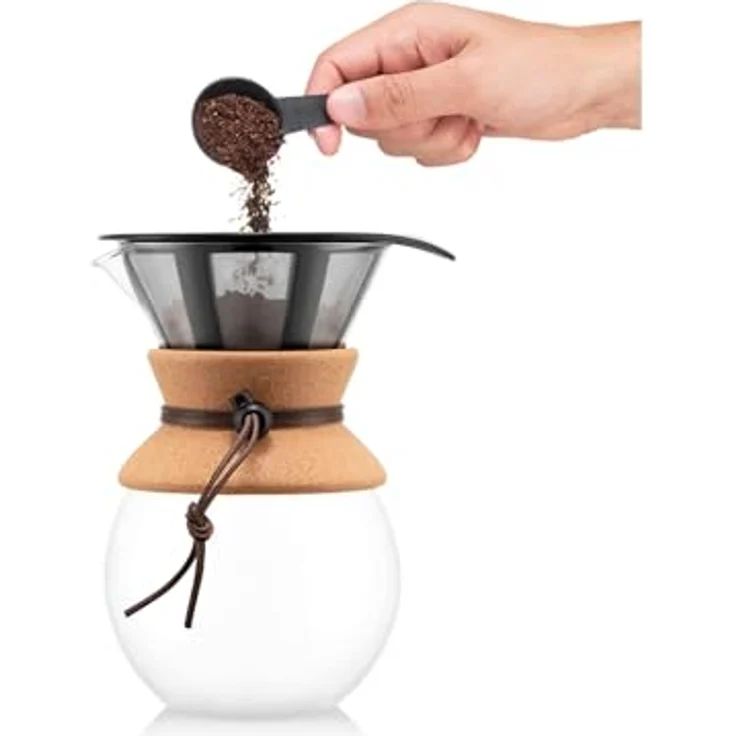 Bodum 11571-109 Pour Over Kaffeebereiter mit Permanentfilter 1 L, Mehrlagig, transparent, 14 x 16,3 x 20,2 cm – Bild 3