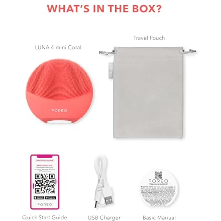 FOREO LUNA™ 4 mini Coral, Gesichtsreinigungsbürste mit 8.000 T-Sonic™ Pulsationen, zweiseitiger Anwendung und 30-sekündigem Glow-Boost-Modus – Bild 7