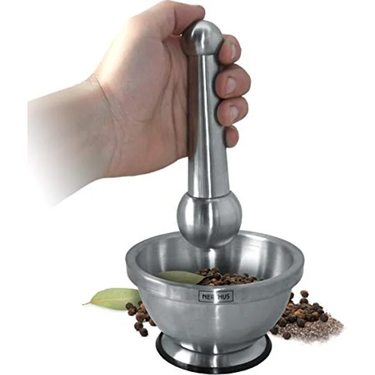 Vin Bouquet FIH 020 - Mörser mit Stößel, Ø 14 cm, mit rutschfester Basis, edelstahlfarben – Bild 5