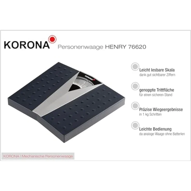 Korona 76620 Mechanische Personenwaage Henry in Grau, Präzise Körperwaage für Personen bis zu 130 kg, Analoge Waage – Bild 4